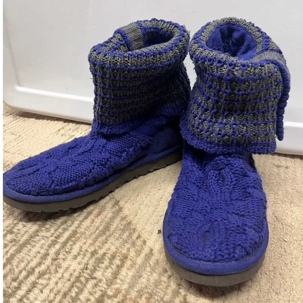 UGG Women's Leland Indigo Knit Cardy Pull On Winter Boots‎ Size US 7